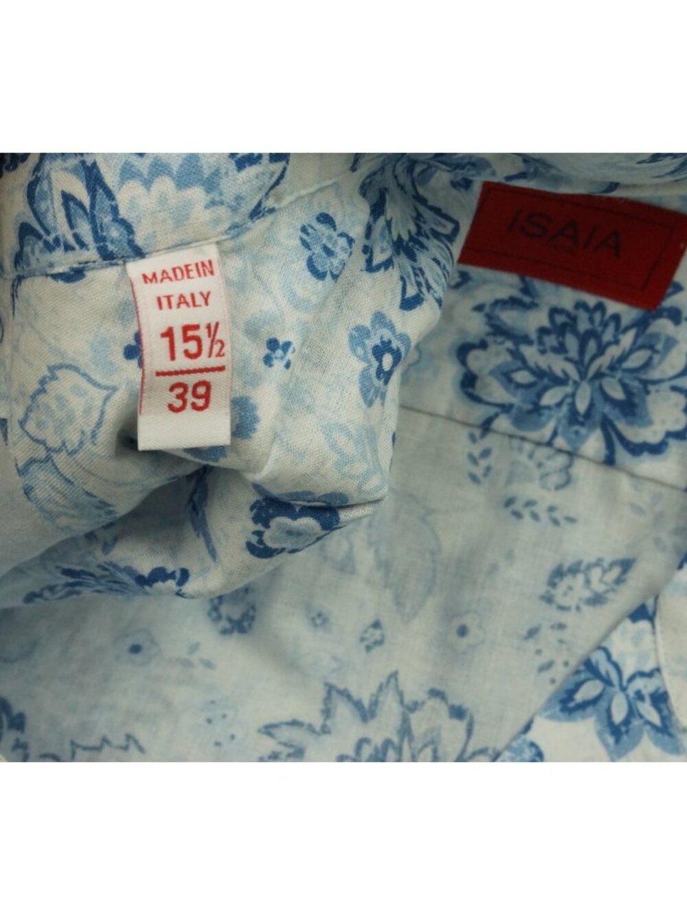 Isaia White Cobalt Floral Pocketed Long Sleeve Cotton Shirt 15.5/39 NEW - Picture 5 of 6